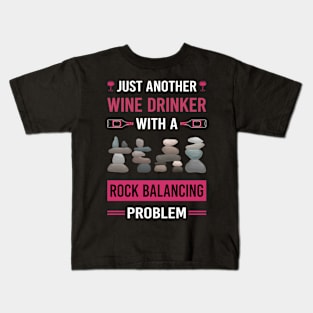 Wine Drinker Rock Balancing Stone Stones Rocks Stacking Kids T-Shirt